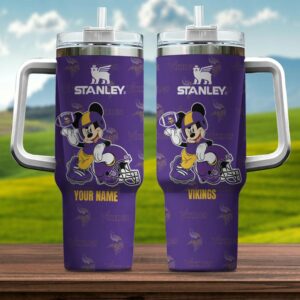 Personalized Vikings Football Tumbler with Cartoon Design – Perfect Gift for Fans