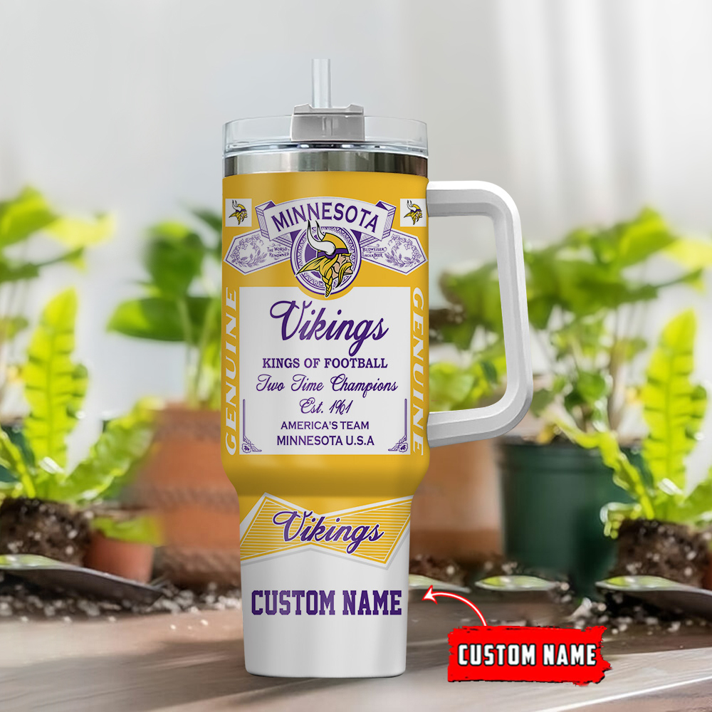 Custom Minnesota Vikings Fan Mug - Personalized Football Champion Tumbler - Image 2