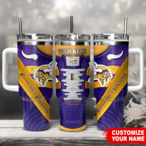 Customizable Minnesota Vikings Tumbler - Personalized Fan Gift with Straw & Handle