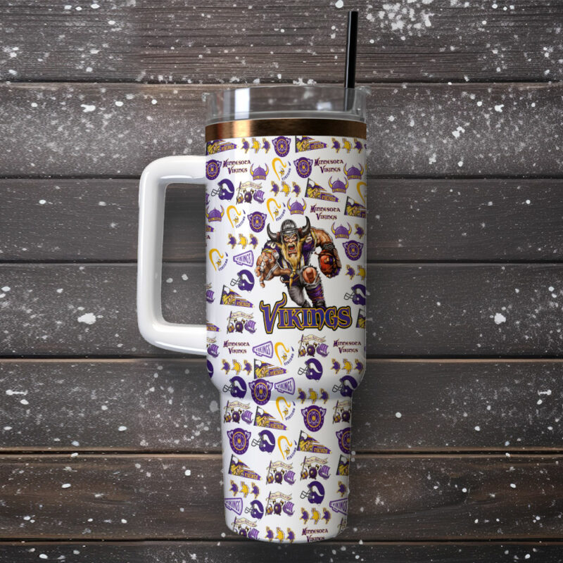 Minnesota Vikings NFL Sports Custom Stanley Quencher 40oz Stainless Steel Tumbler With Handle - Threewoofs - Image 2