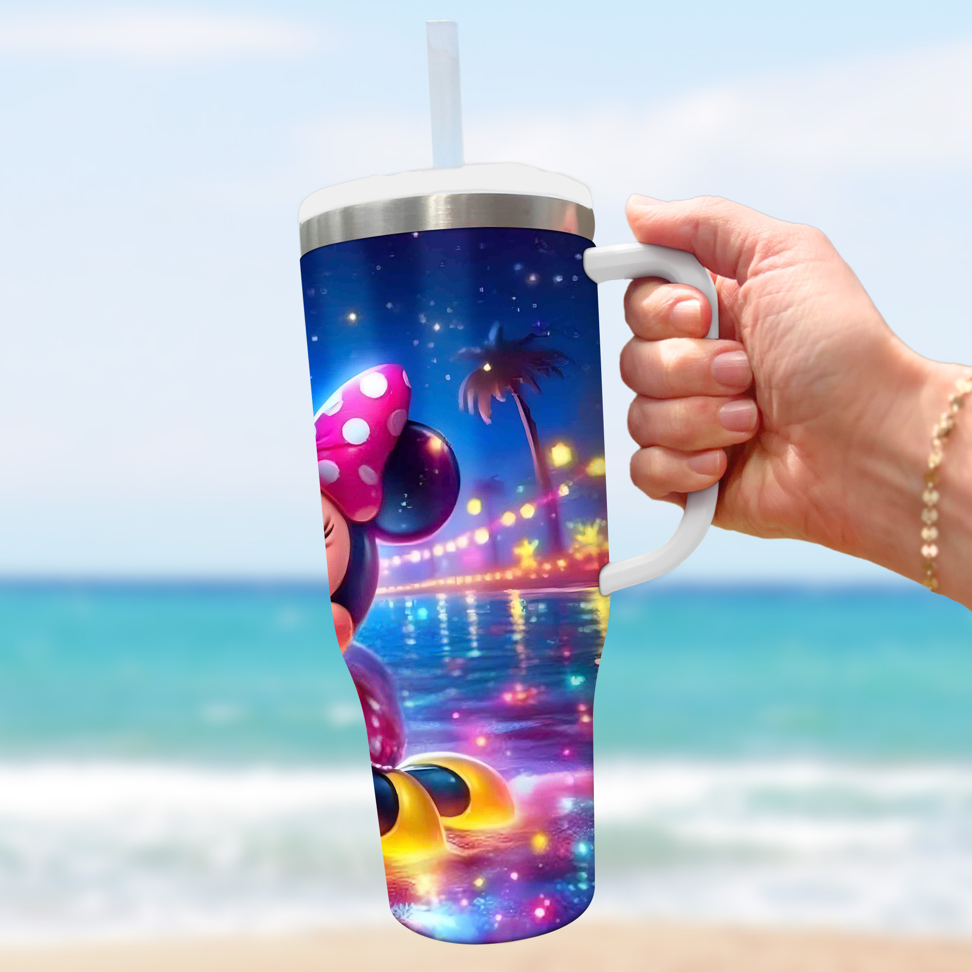 Personalized Disney Mickey & Minnie Tumbler - Custom Name Glow-in-the-Dark Cup - Image 5