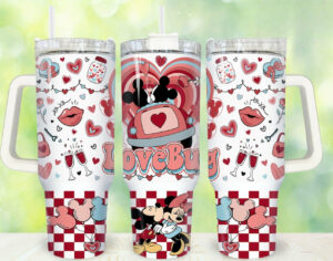 Romantic Cartoon Love Bug Travel Mug - Cute Valentine's Day Gift for Couples