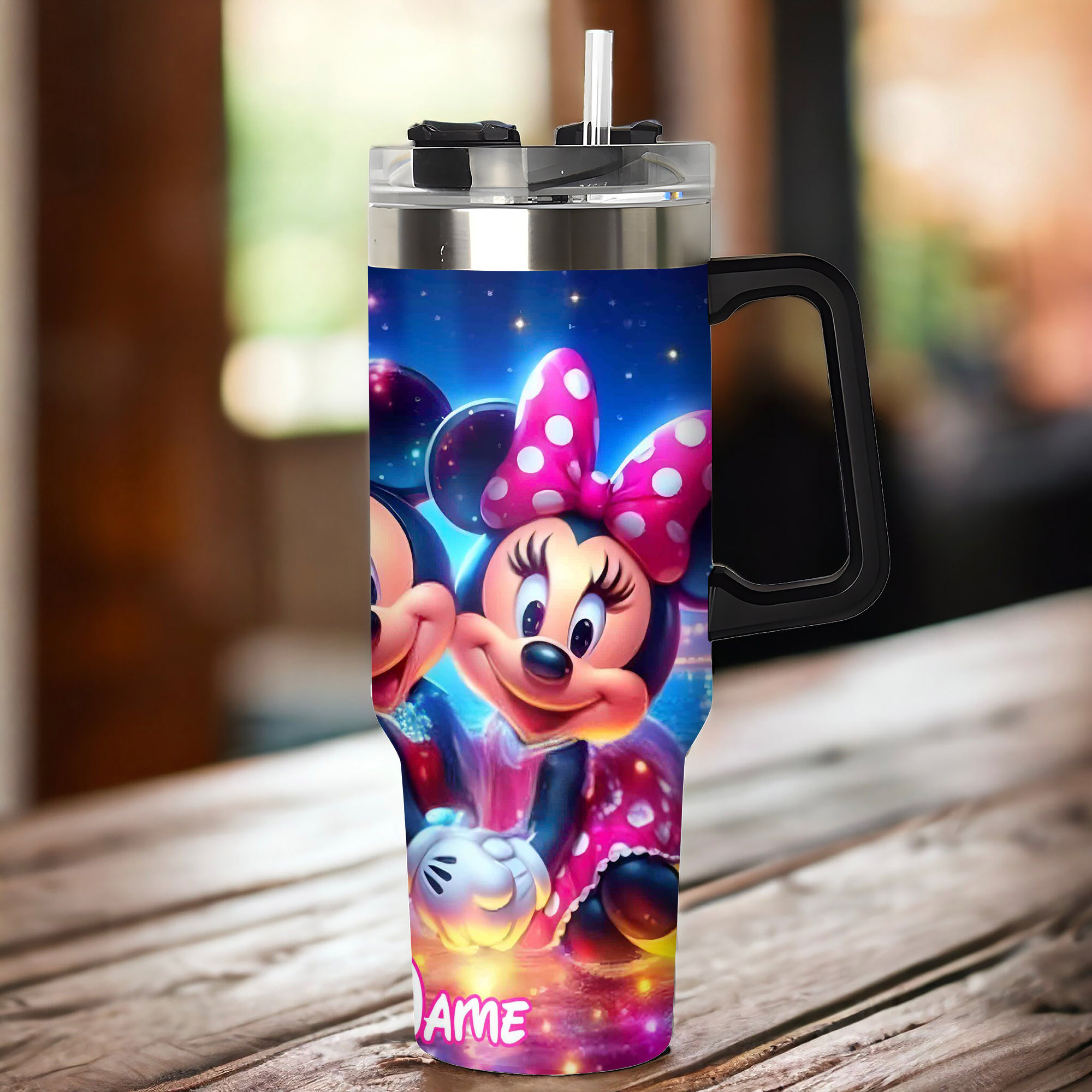 Personalized Disney Mickey & Minnie Tumbler - Custom Name Glow-in-the-Dark Cup - Image 3