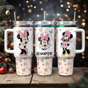 Minnie Mouse Cartoon Custom Stanley Quencher 40oz Stainless Steel Tumbler With Handle - Threewoofs