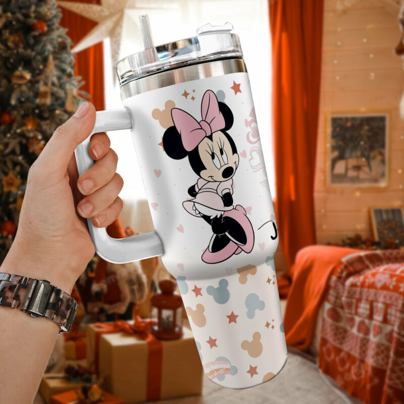 Minnie Mouse Cartoon Custom Stanley Quencher 40oz Stainless Steel Tumbler With Handle - Threewoofs - Image 3