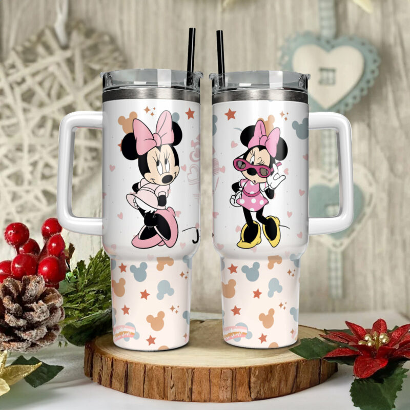 Minnie Mouse Cartoon Custom Stanley Quencher 40oz Stainless Steel Tumbler With Handle - Threewoofs - Image 4