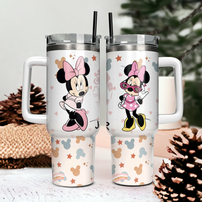 Minnie Mouse Cartoon Custom Stanley Quencher 40oz Stainless Steel Tumbler With Handle - Threewoofs - Image 5