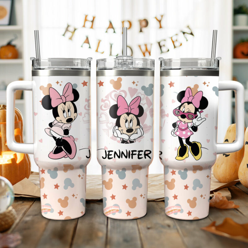 Minnie Mouse Cartoon Custom Stanley Quencher 40oz Stainless Steel Tumbler With Handle - Threewoofs - Image 2