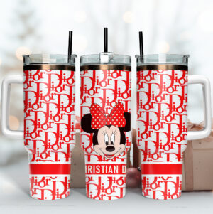 Chic Minnie Mouse Tumbler - Trendy Design with Handle & Straw