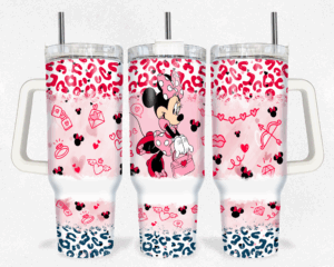 Chic Minnie Mouse Pink Leopard Print Tumbler – Perfect Gift for Disney Lovers