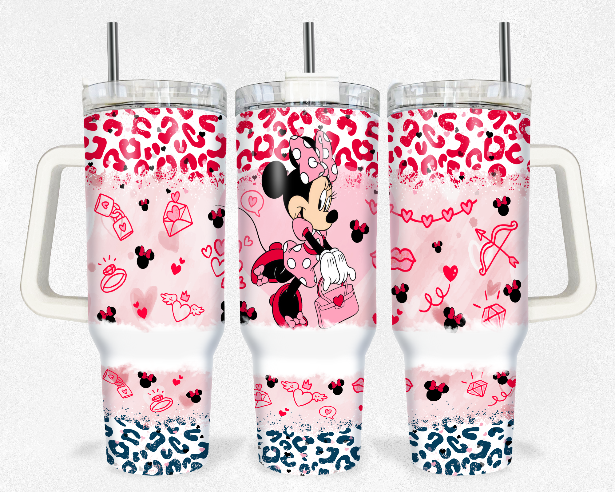 Chic Minnie Mouse Pink Leopard Print Tumbler – Perfect Gift for Disney Lovers