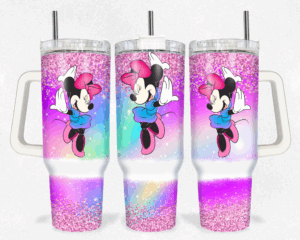Sparkling Cartoon Character Tumbler with Handle - 40oz Glitter Travel Cup
