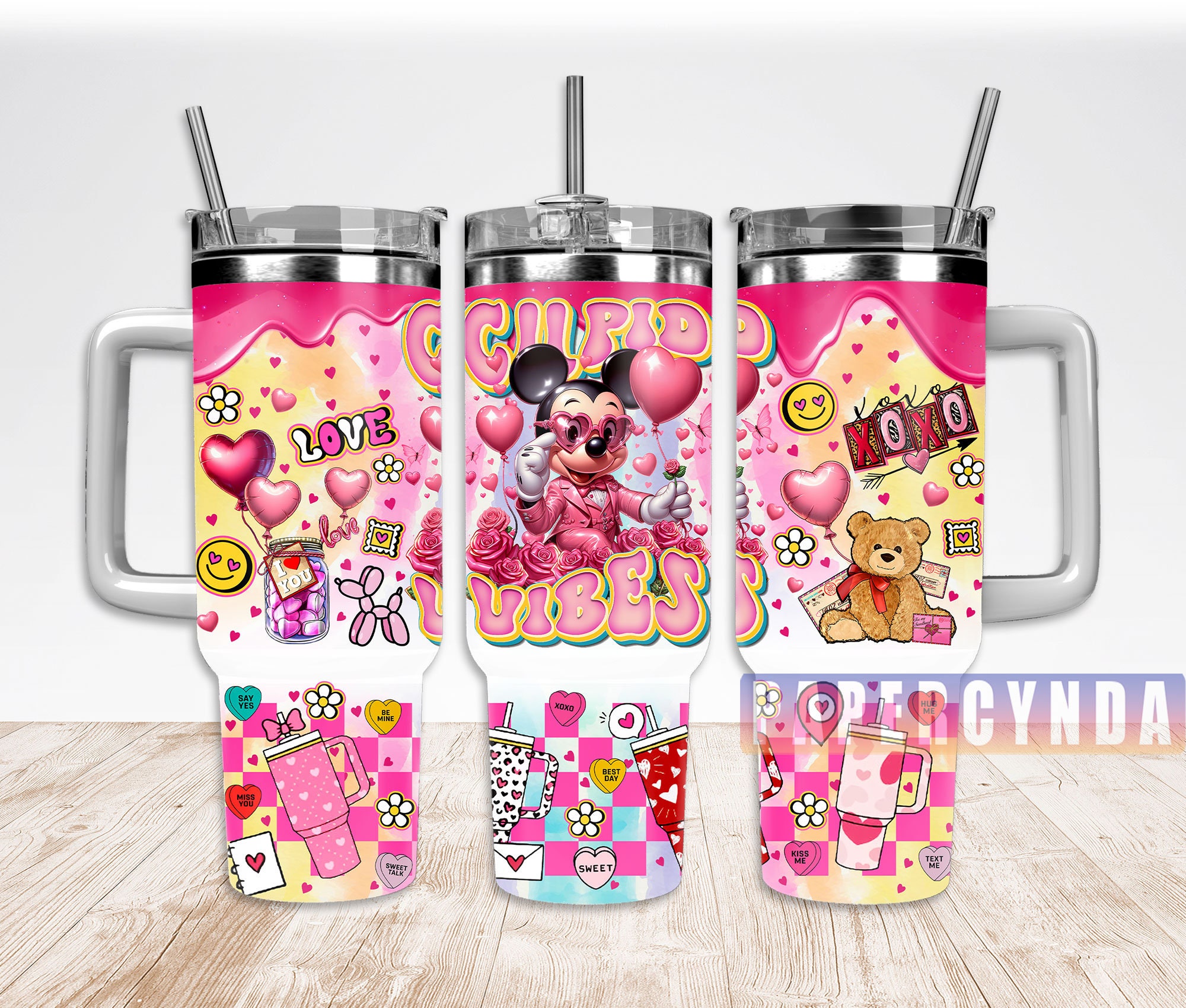 Cute Pink Vibes Tumbler with Straw - Perfect for Love & Fun!