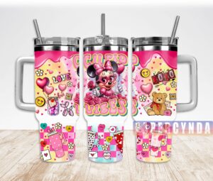 Cute Vibes Tumbler with Straw - Adorable Cartoon Design