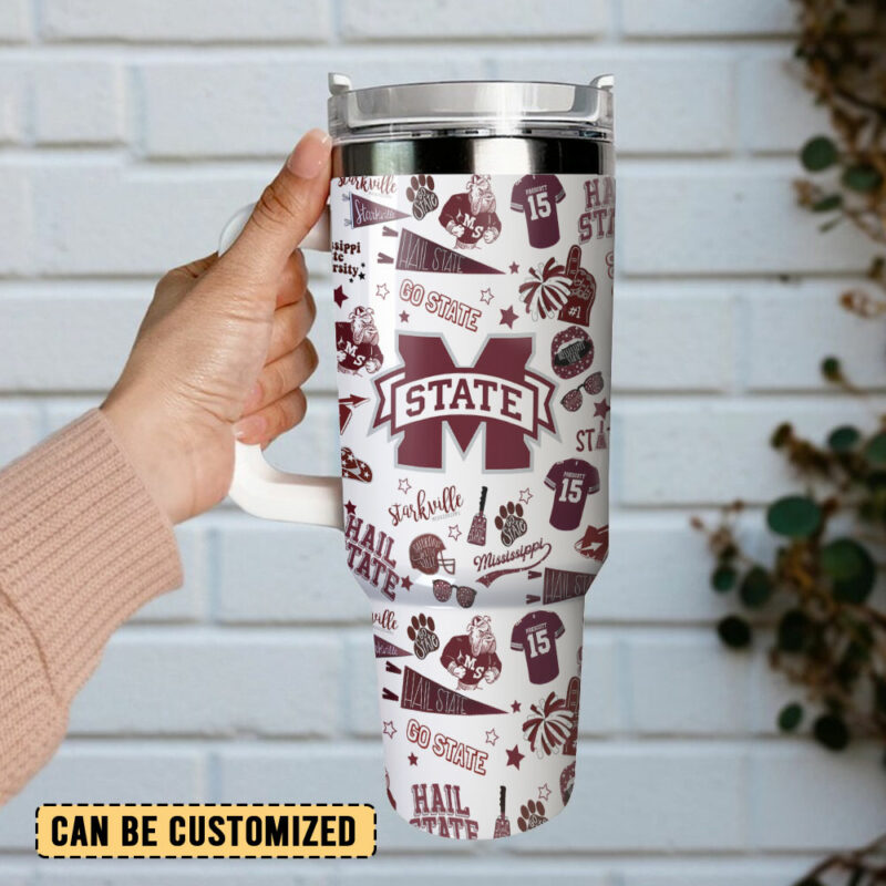 Mississippi State Bulldogs NCAA Sports Custom Stanley Quencher 40oz Stainless Steel Tumbler With Handle - Threewoofs - Image 3