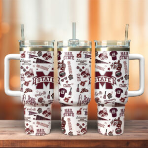 Mississippi State Bulldogs NCAA Sports Custom Stanley Quencher 40oz Stainless Steel Tumbler With Handle - Threewoofs