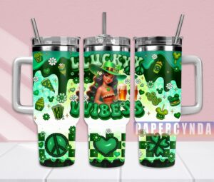 Lucky Vibes St. Patrick's Day Tumbler with Straw - Celebrate in Style