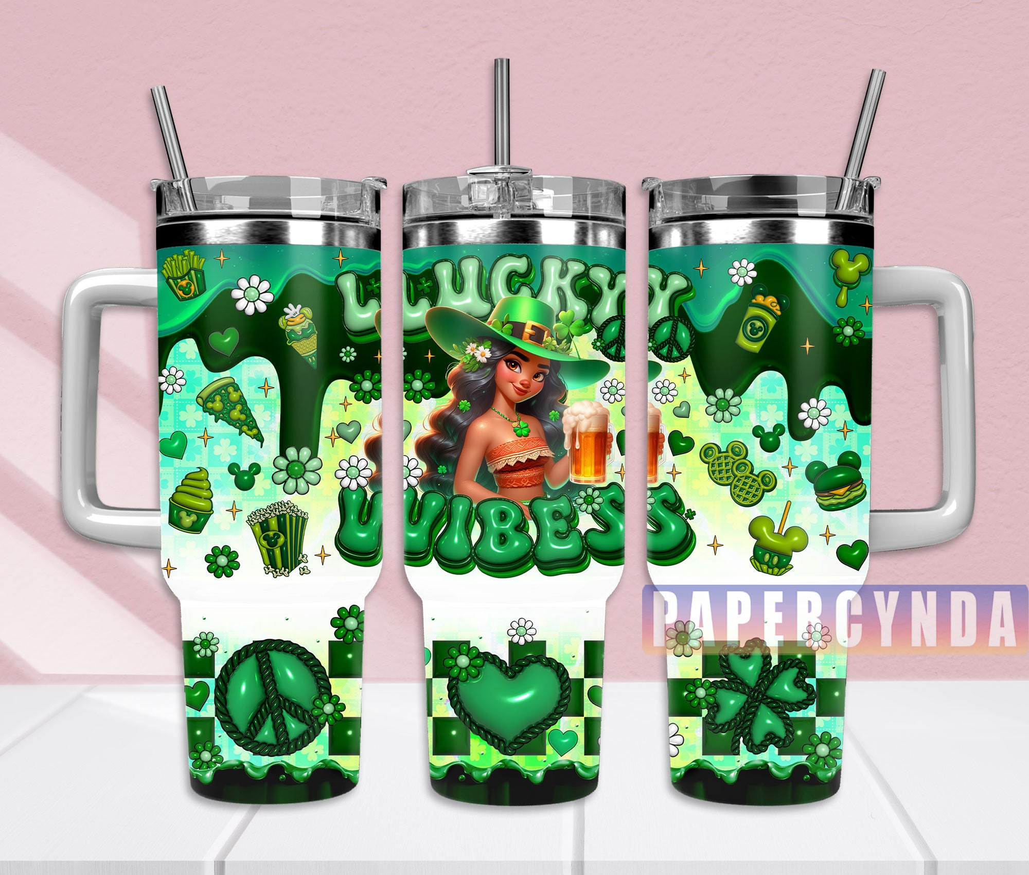 Lucky Vibes St. Patrick's Day Tumbler with Straw - Celebrate in Style