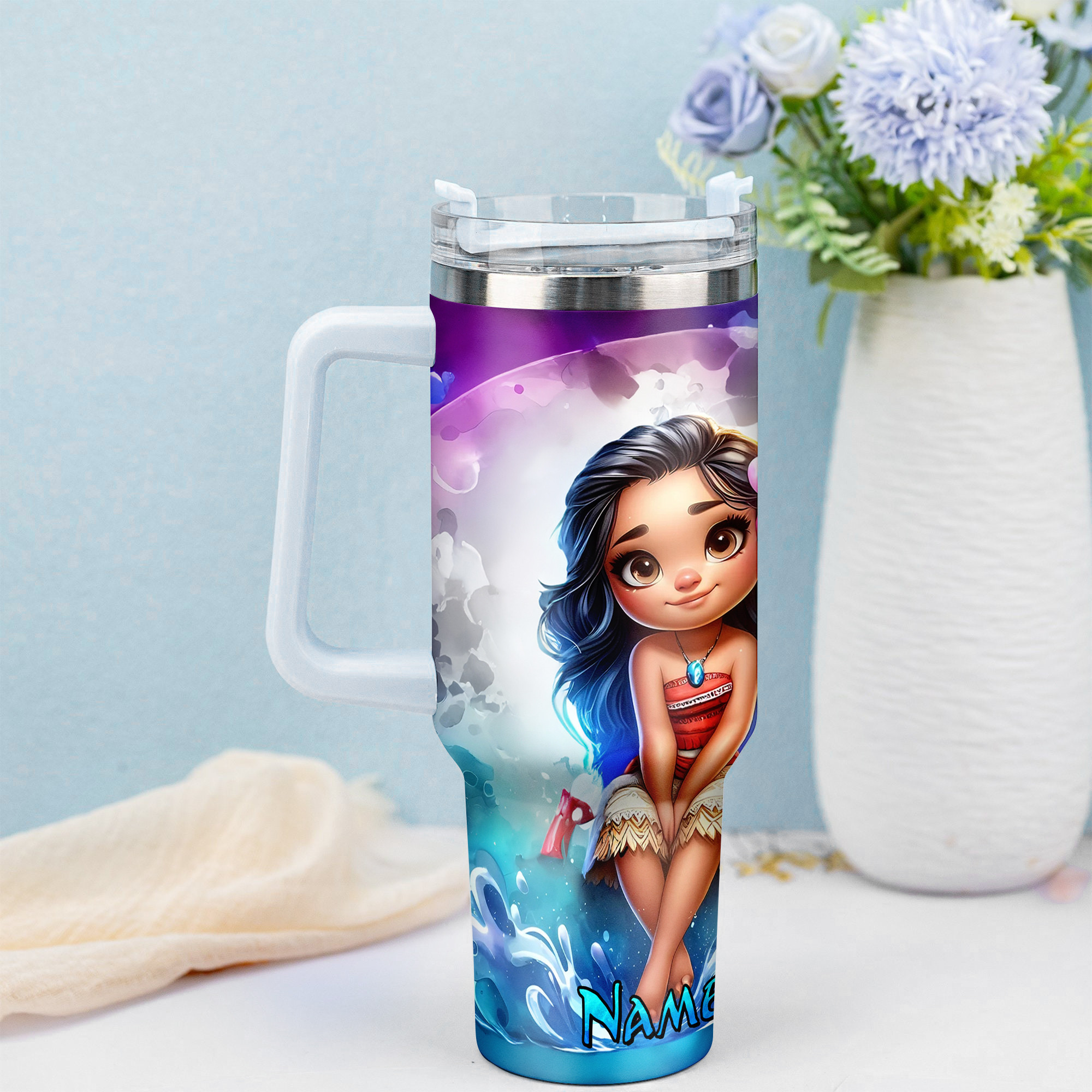 Customizable Island Princess Tumbler - Personalized Name Insulated Travel Mug - Image 4