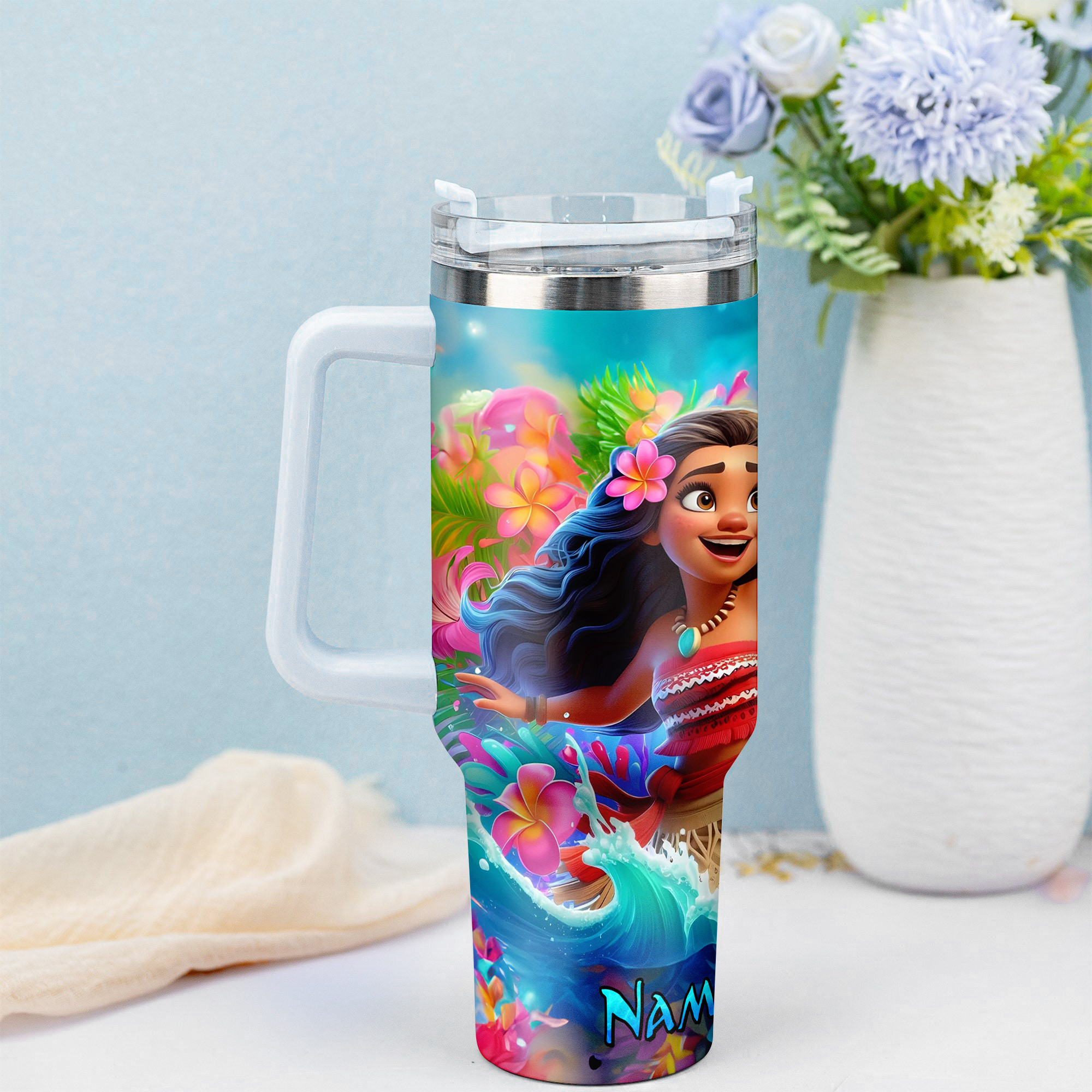 Personalized Tropical Adventure Tumbler - Vibrant Design with Custom Name - Image 4