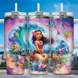 Personalized Tropical Adventure Tumbler with Straw - Vibrant Ocean & Island Design