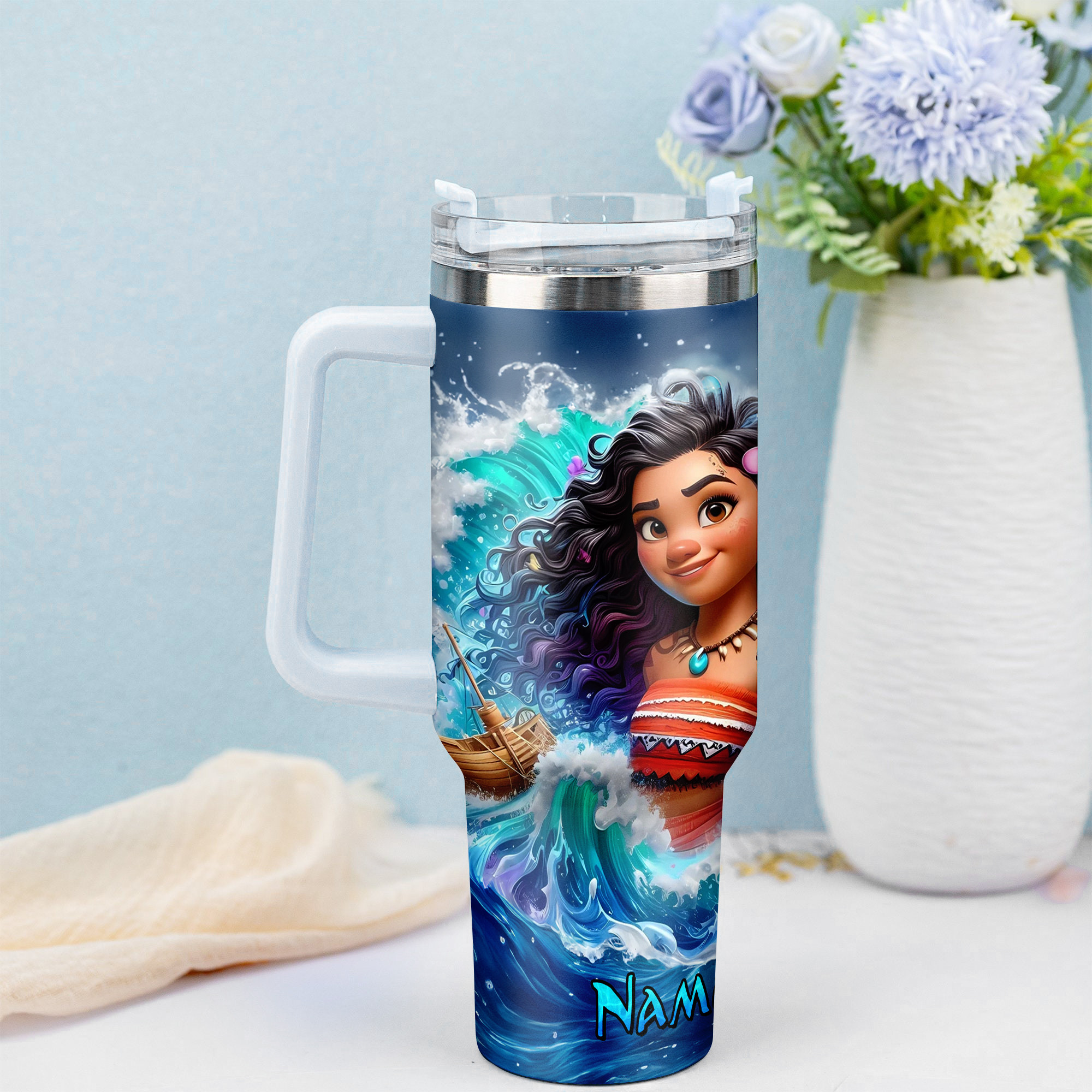 Personalized Ocean Adventure Tumbler with Straw - Custom Name Design - Image 4