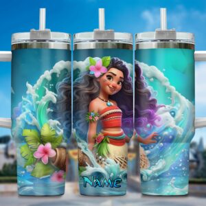 Personalized Tropical Adventure Tumbler with Straw - Ocean-Inspired Design