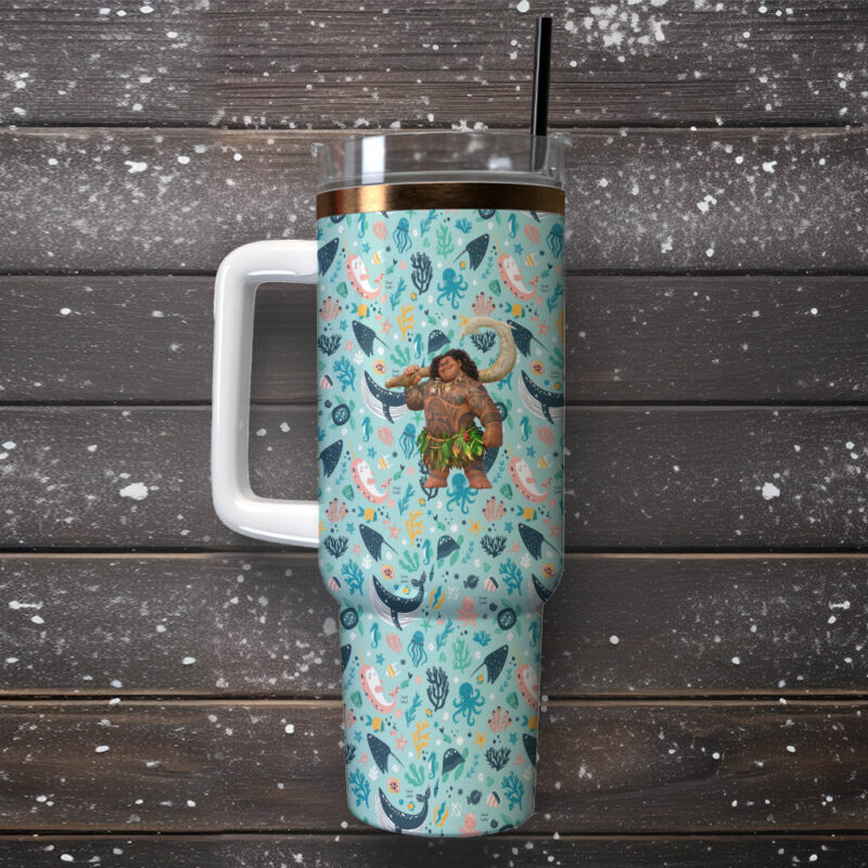 Moana Movies Custom Stanley Quencher 40oz Stainless Steel Tumbler With Handle - Threewoofs - Image 2