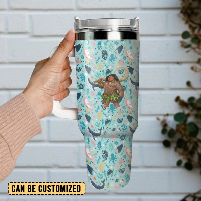 Moana Movies Custom Stanley Quencher 40oz Stainless Steel Tumbler With Handle - Threewoofs - Image 3