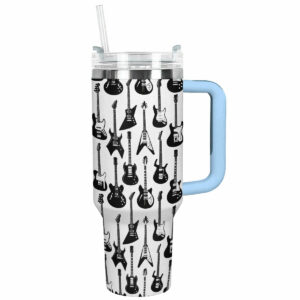 Monochrome Guitar Custom Stanley Quencher 40oz Stainless Steel Tumbler With Handle - Threewoofs