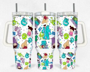 Colorful Cartoon Character Tumbler with Straw - 40oz Leak-Proof Fun Design