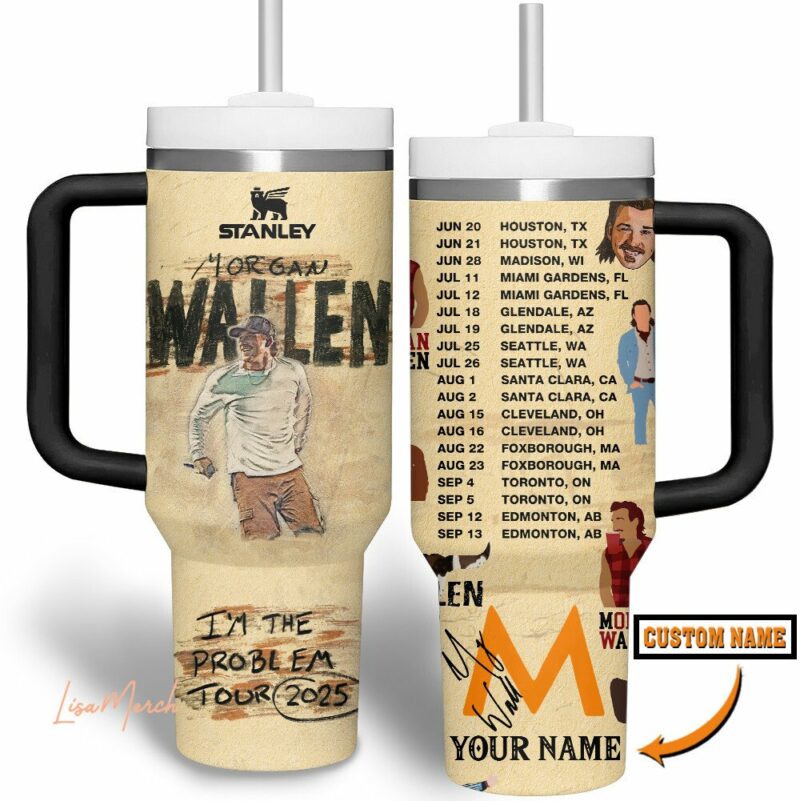 Morgan Wallen Music Custom Stanley Quencher 40oz Stainless Steel Tumbler With Handle - Threewoofs - Image 2