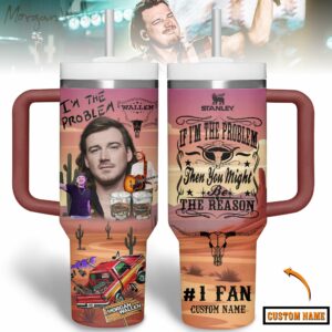 Morgan Wallen Music Custom Stanley Quencher 40oz Stainless Steel Tumbler With Handle - Threewoofs