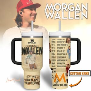 Morgan Wallen Music Custom Stanley Quencher 40oz Stainless Steel Tumbler With Handle - Threewoofs