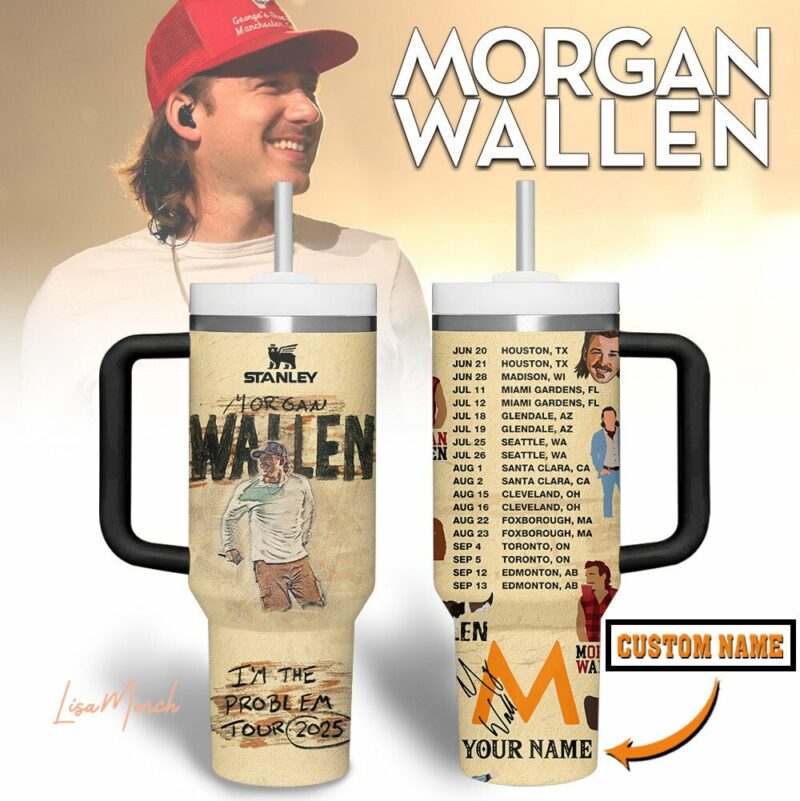 Morgan Wallen Music Custom Stanley Quencher 40oz Stainless Steel Tumbler With Handle - Threewoofs
