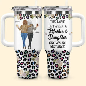 Mother And Daughter Custom Stanley Quencher 40oz Stainless Steel Tumbler With Handle - Threewoofs