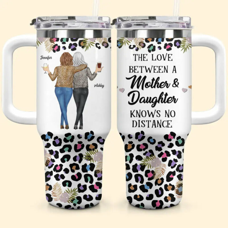 Mother And Daughter Custom Stanley Quencher 40oz Stainless Steel Tumbler With Handle - Threewoofs