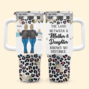 Mother And Daughter Custom Stanley Quencher 40oz Stainless Steel Tumbler With Handle - Threewoofs