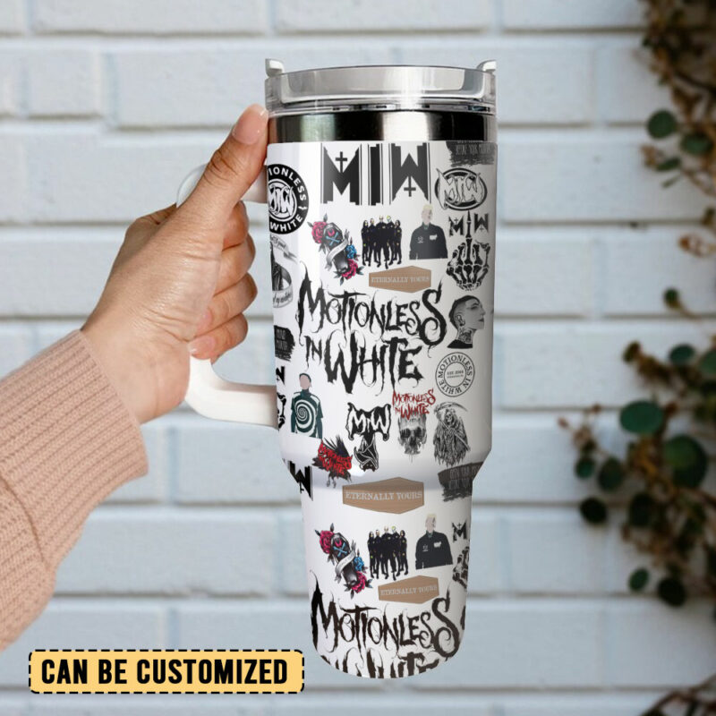Motionless in White Music Custom Stanley Quencher 40oz Stainless Steel Tumbler With Handle - Threewoofs - Image 3