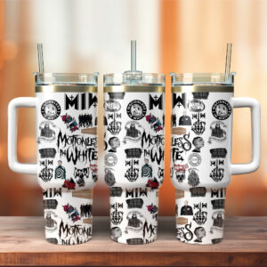 Motionless in White Music Custom Stanley Quencher 40oz Stainless Steel Tumbler With Handle - Threewoofs
