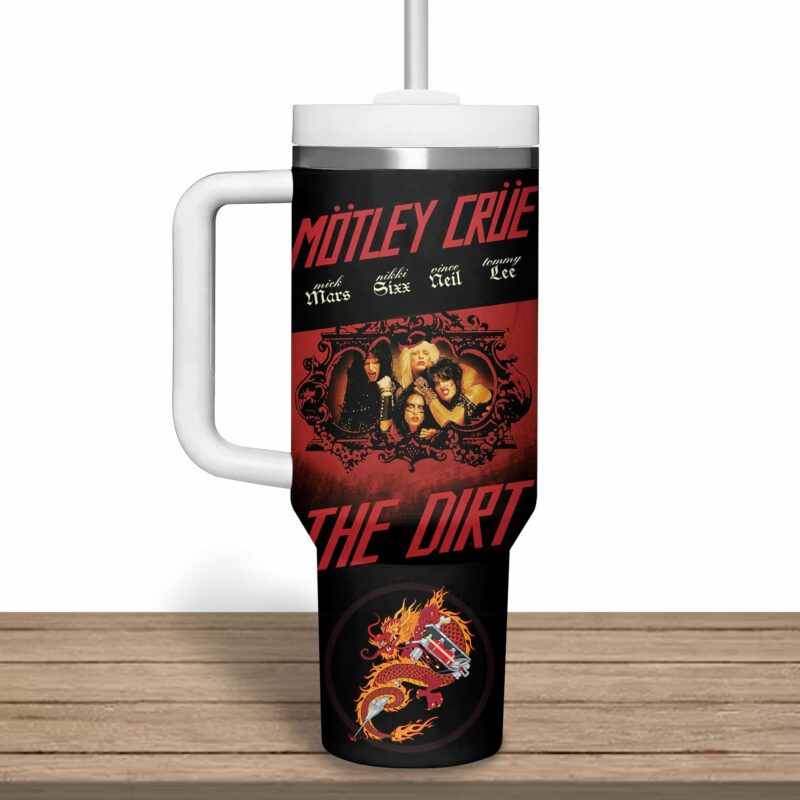 Motley Crue Music Custom Stanley Quencher 40oz Stainless Steel Tumbler With Handle - Threewoofs - Image 3