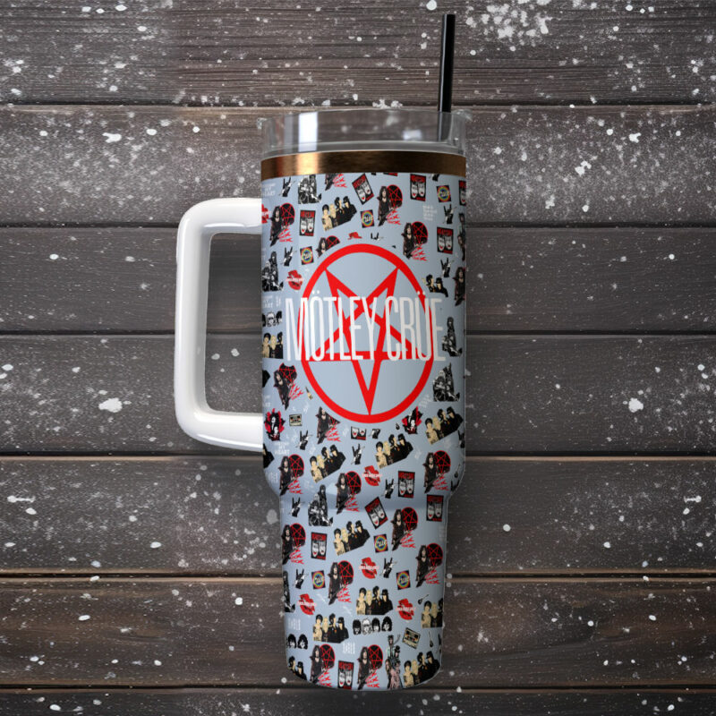 Motley Crue Music Custom Stanley Quencher 40oz Stainless Steel Tumbler With Handle - Threewoofs - Image 2
