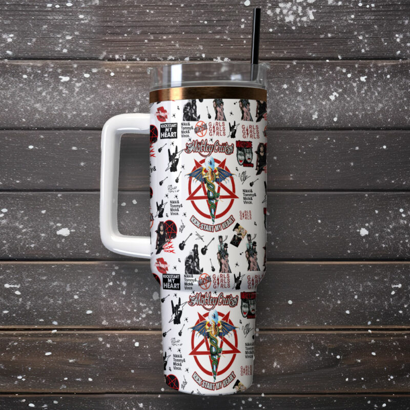 Motley Crue Music Custom Stanley Quencher 40oz Stainless Steel Tumbler With Handle - Threewoofs - Image 2