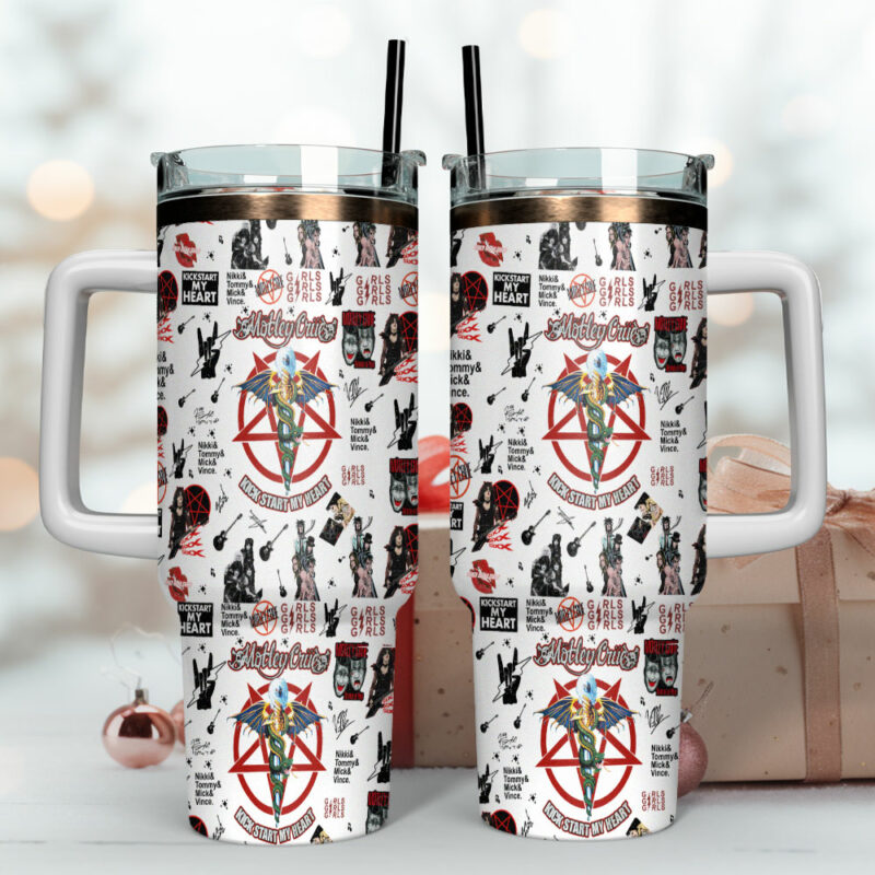 Motley Crue Music Custom Stanley Quencher 40oz Stainless Steel Tumbler With Handle - Threewoofs - Image 4