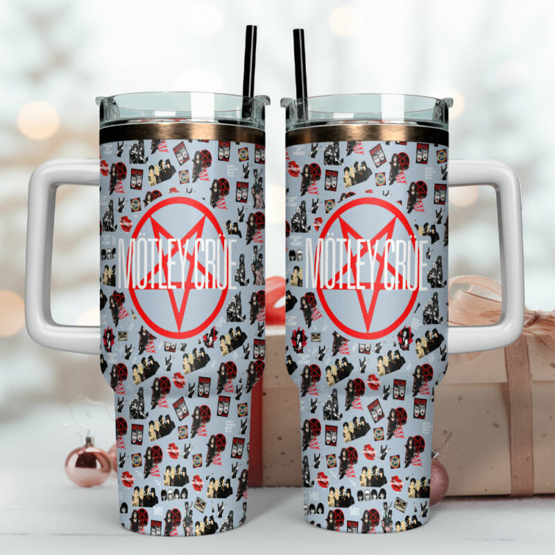 Motley Crue Music Custom Stanley Quencher 40oz Stainless Steel Tumbler With Handle - Threewoofs - Image 4