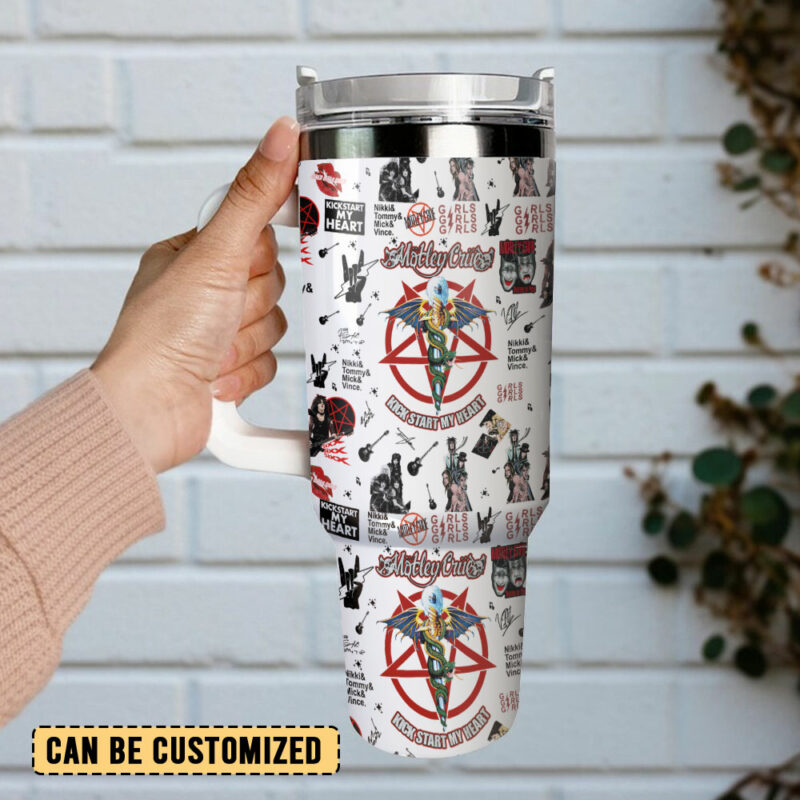 Motley Crue Music Custom Stanley Quencher 40oz Stainless Steel Tumbler With Handle - Threewoofs - Image 3