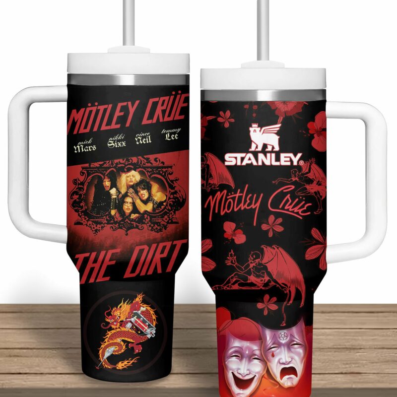 Motley Crue Music Custom Stanley Quencher 40oz Stainless Steel Tumbler With Handle - Threewoofs - Image 2