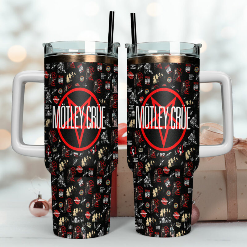 Motley Crue Music Custom Stanley Quencher 40oz Stainless Steel Tumbler With Handle - Threewoofs - Image 4
