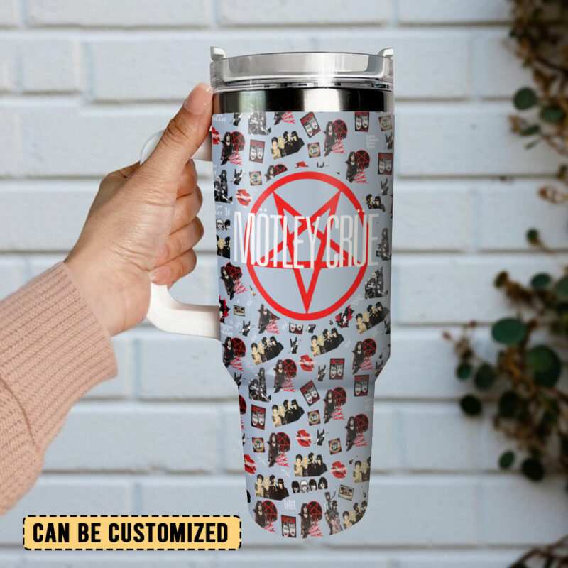 Motley Crue Music Custom Stanley Quencher 40oz Stainless Steel Tumbler With Handle - Threewoofs - Image 3
