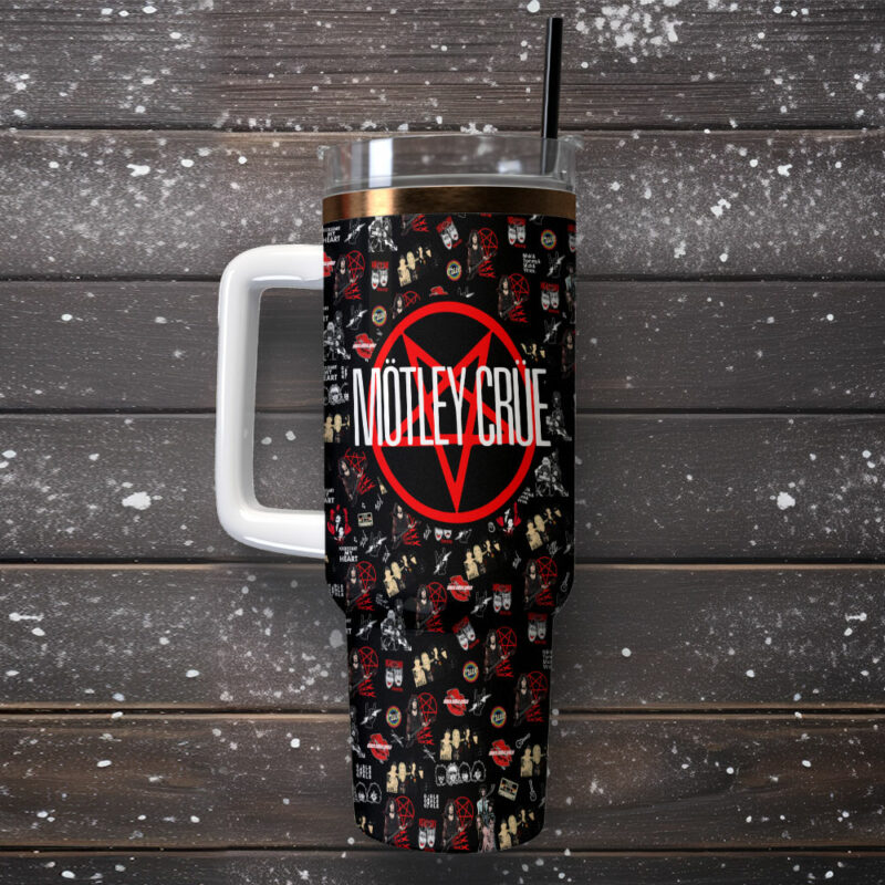 Motley Crue Music Custom Stanley Quencher 40oz Stainless Steel Tumbler With Handle - Threewoofs - Image 2